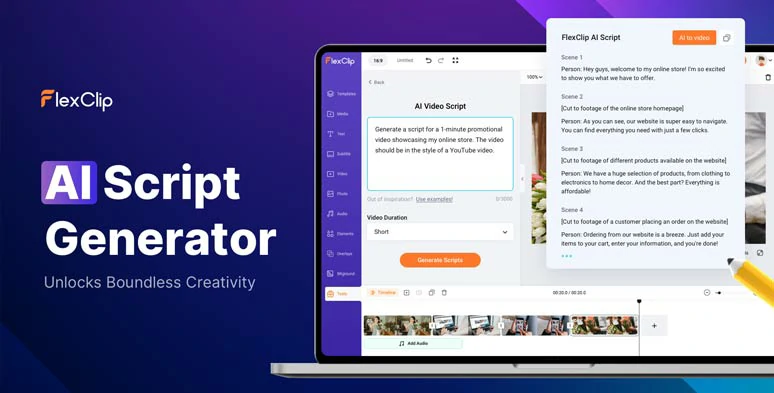 Effortlessly write podcast scripts with FlexClip’s AI video script generator