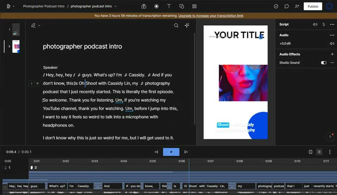 Use the Descript AI podcast generator to create AI podcasts on the desktop