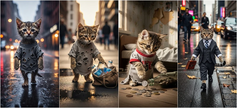 AI Poor Cat Story Video Example Image by FlexClip