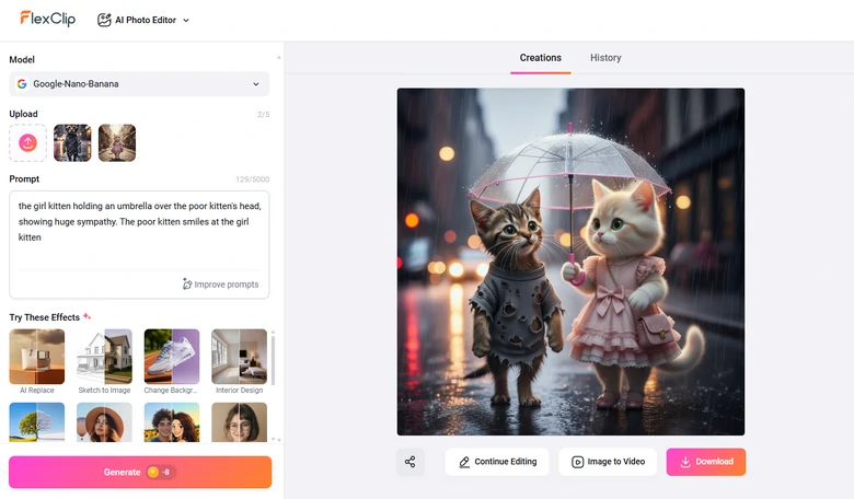 Craft Scene Images with FlexClip's AI Photo Editor