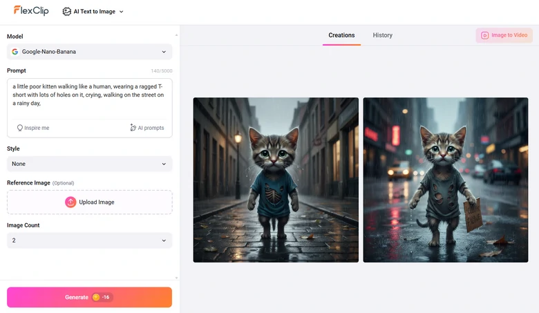 Generate Characters for AI Poor Cat Video