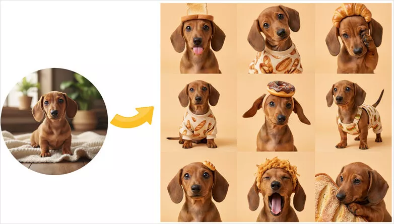 Puppy Creative Ideas with FlexClip: Adorable Nine-grid Pet Portrait