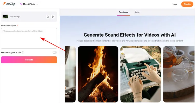 Create AI Rain Sound Effect from Video - Step 2