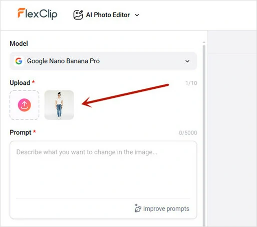 Upload Your Image to FlexClip's AI Photo Editor