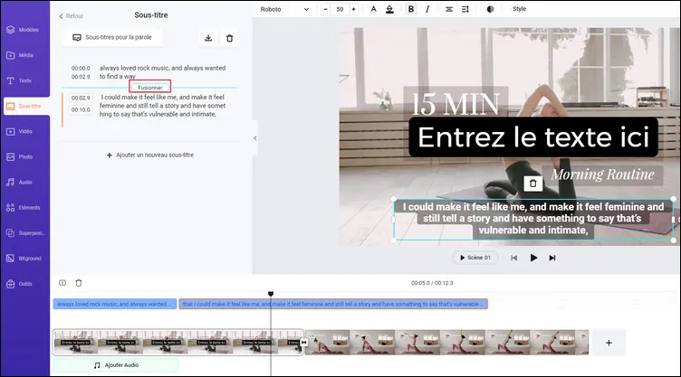 Divisez ou fusionnez facilement les sous-titres.
