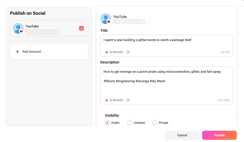 Share the Video as YouTube Shorts
