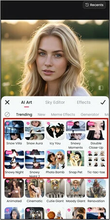Browse AI Snow Filters Offered by Meitu