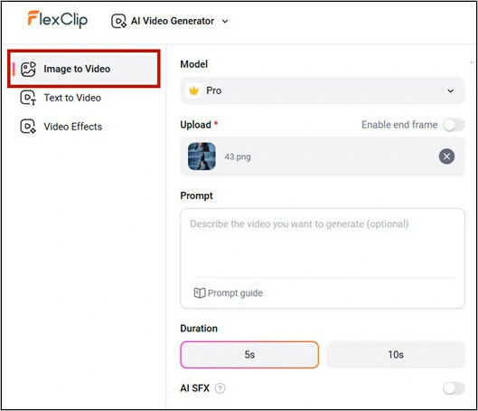 Go Ahead to FlexClip's Image-to-video Tool