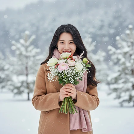 Korean-style Woman Portrait with Scarf