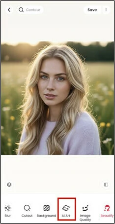 Slide the Bottom Menu to Choose AI Art Option