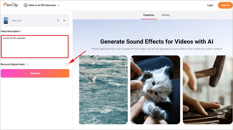Write a Description for the Sound Generation