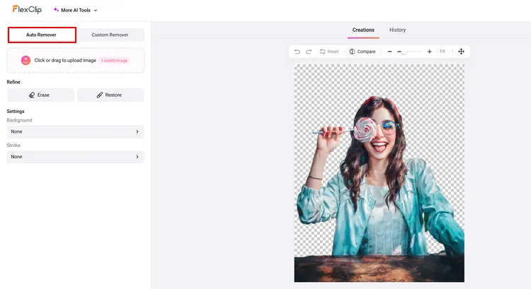 AI Background Remover Page - FlexClip