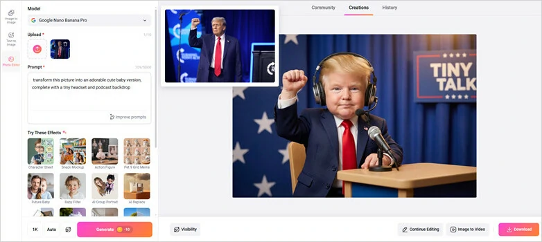 Generate a Baby Version of Celebrity Using FlexClip