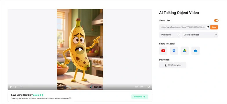 Download and Share Your AI Talking Object Video