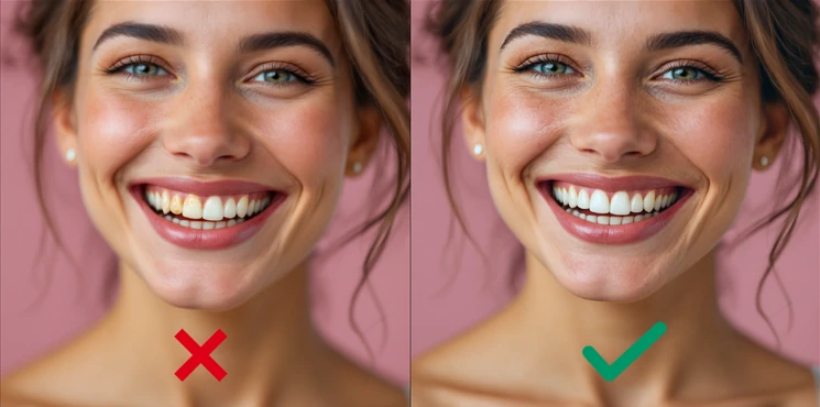 Yellow and Stained Teeth Before and After Comparison