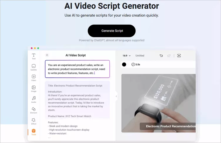 FlexClip AI Video Script Generator