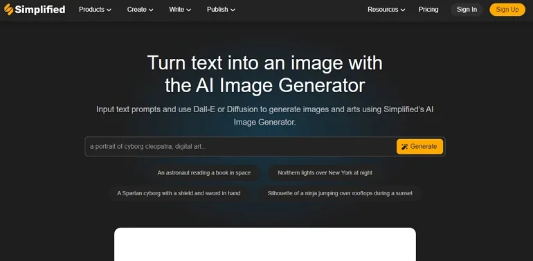 Generador de imágenes a partir de texto con IA - Simplified