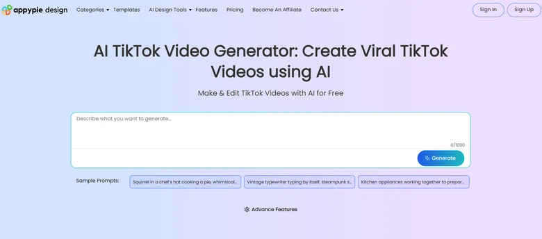 Appy Pie AI TikTok Video Generator Overview