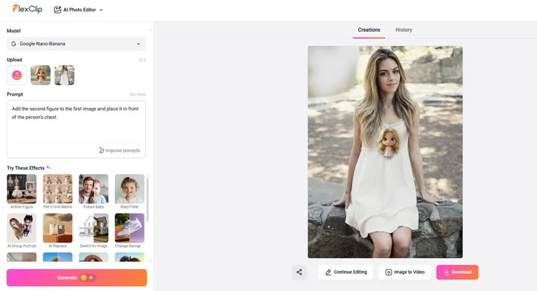 Combine the Doll Version and Original Photo Together