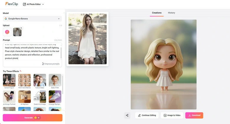 Turn Your Photo into Toy-like Version with FlexClip