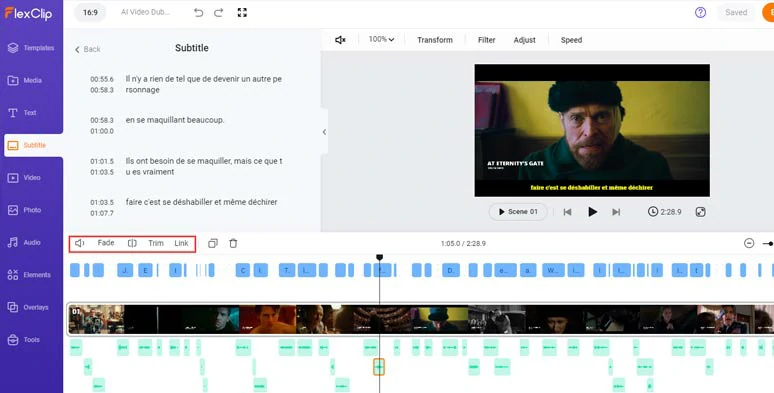 Adjust the volume and position of AI dubbing audio when needed