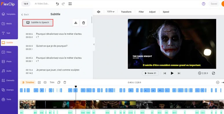Convert translated subtitles to create AI dubbing videos
