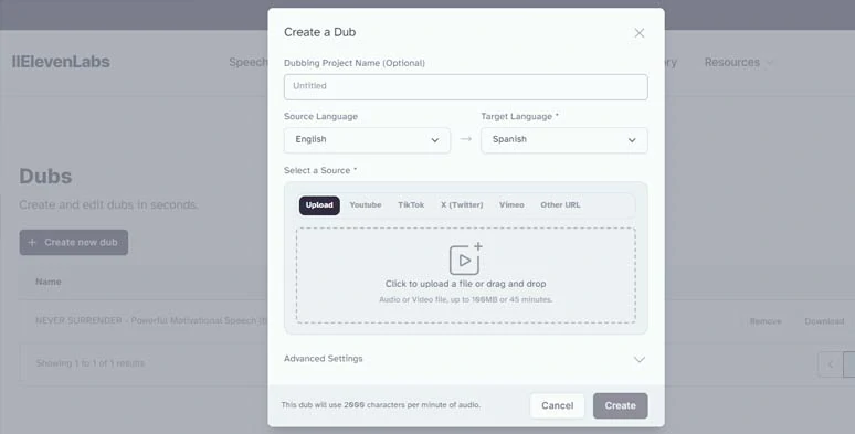 Create an AI dubbing video by ElevenLabs