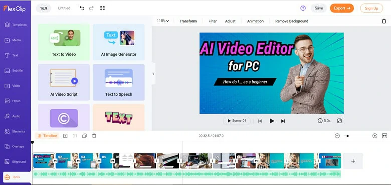 Best Online AI Video Editor for PC - FlexClip