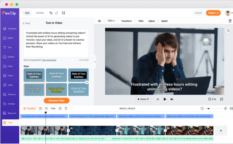 FlexClip Text to Video AI Tool