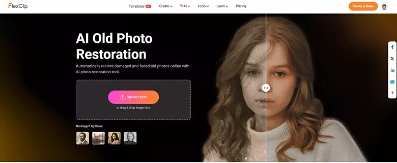 AI Old Restorer to Restore Damaged Photo in FlexClip