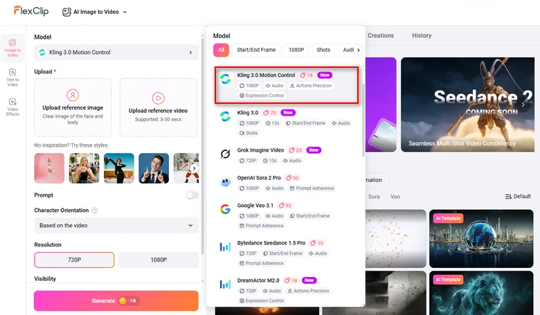 Choose Kling 3.0 Model