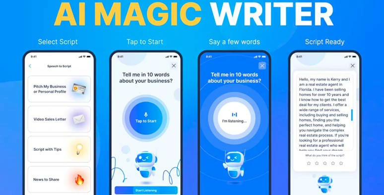 Use BigVU’s AI magic writing feature to write video scripts for you