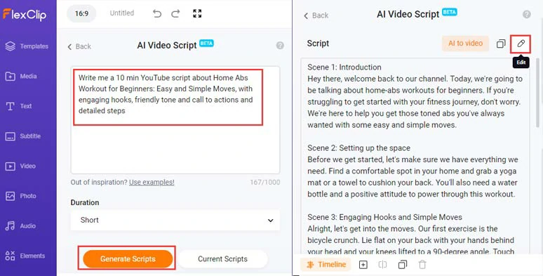 Use follow-up prompts to generate detailed video content and fine-tune the details