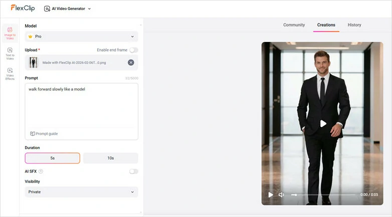 Hit Generate Button to Turn Your Image into AI Walking Video