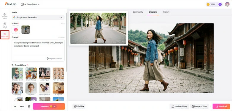 Upload a Side-angle Photo and Get Multiple Images with Various Background