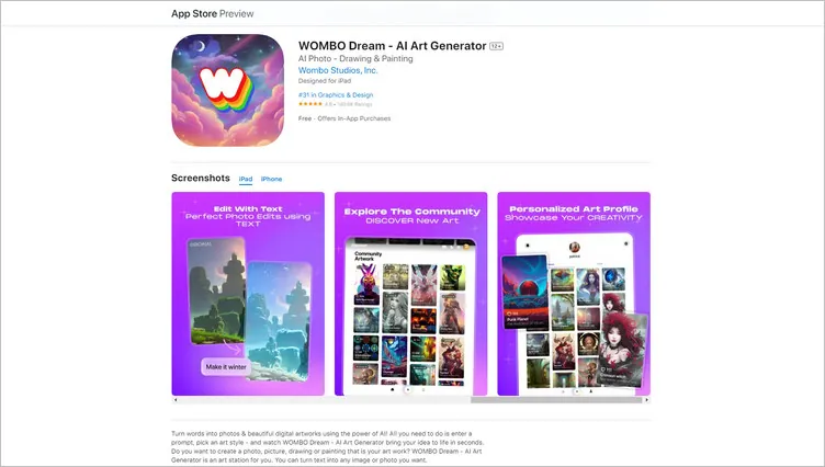 AI Wallpaper Generator App - WOMBO Dream