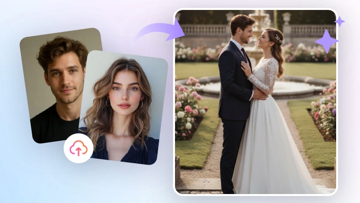 Normal Photo to Wedding Photo Display Image