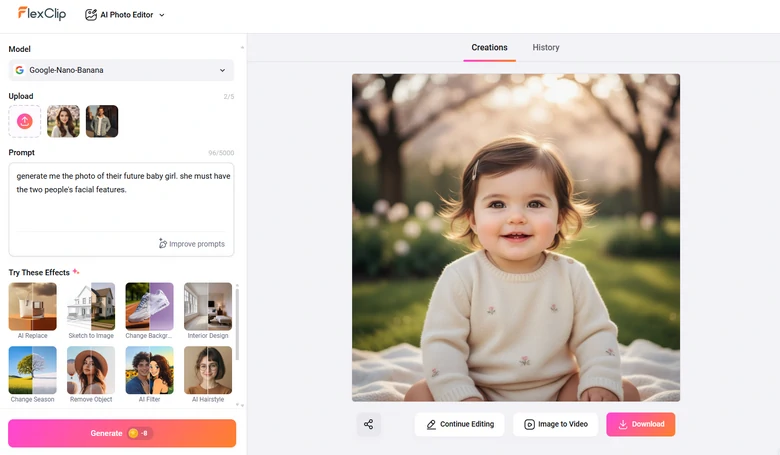 Visualize Future Baby at FlexClip