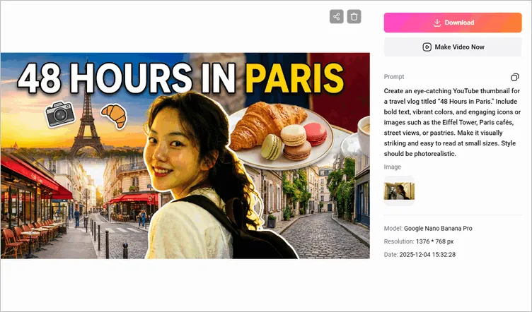 Download or Further Edit the AI-Generated Thumbnail Image