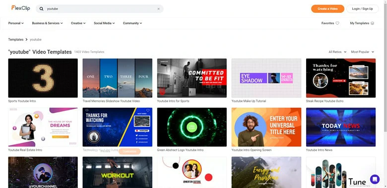 Ready-made YouTube Templates in FlexClip