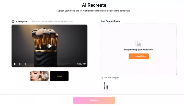 Recreate Any Pre-made Template for a Product Video - Upload & Setting