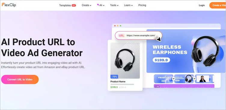 FlexClip AI Product URL to Video Ad Generator