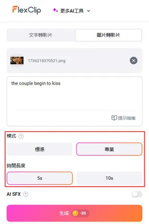 輸入你的文字提示並進行照片動畫設置