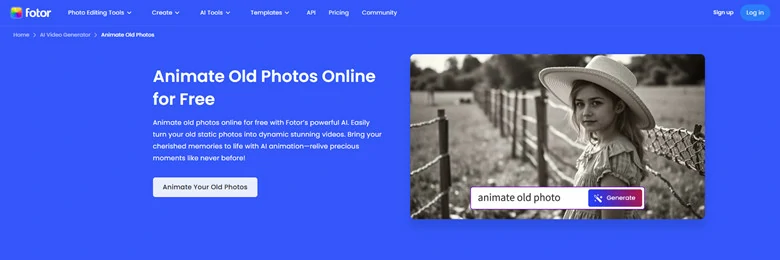 Fotor - 線上使用 AI 輕鬆生成動態照片