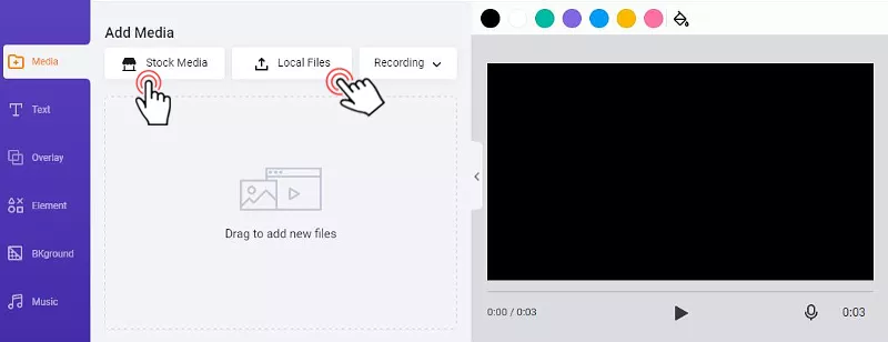 Use FlexClip’s video stock or local file for video background