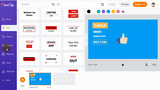 Add widget and music for animated text  