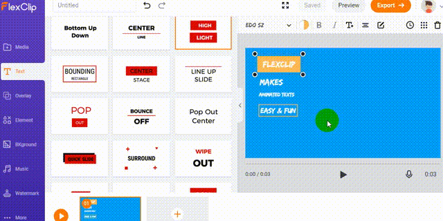 Animate texts with FlexClip animated text generator 