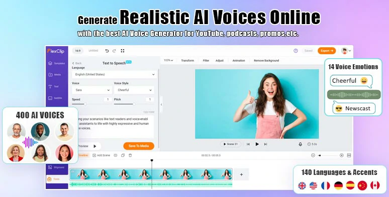 Seamlessly convert text to realistic AI voices for your video project
