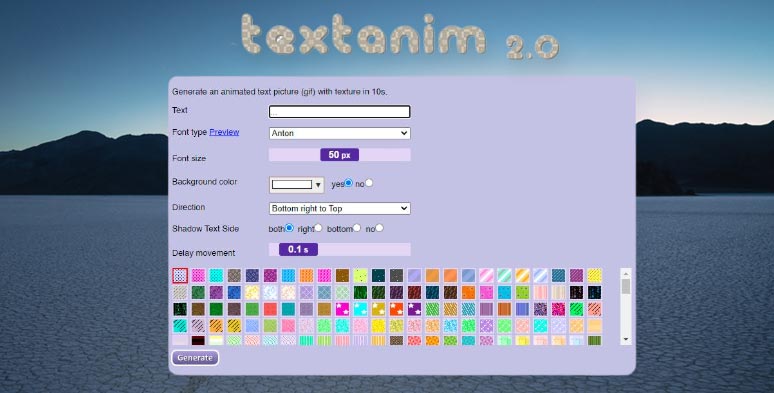 Textanim animated text generator