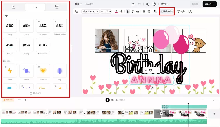 Make Text Animation Online - Customize Pre-made Text Animation